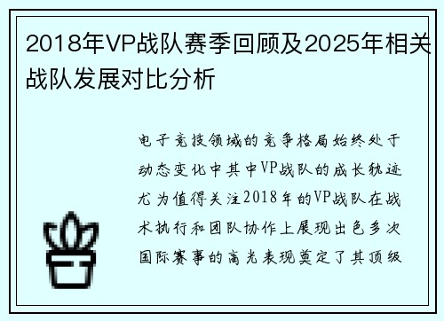 2018年VP战队赛季回顾及2025年相关战队发展对比分析
